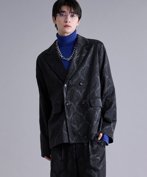 Ellno Loset（エルノロゼット）の「2wayアームスリットジャガードジャケット/SETUP対応（テーラードジャケット・メンズ・ネイビー/ブラック・X-SMALL/SMALL/MEDIUM/LARGE）」の7枚目の写真