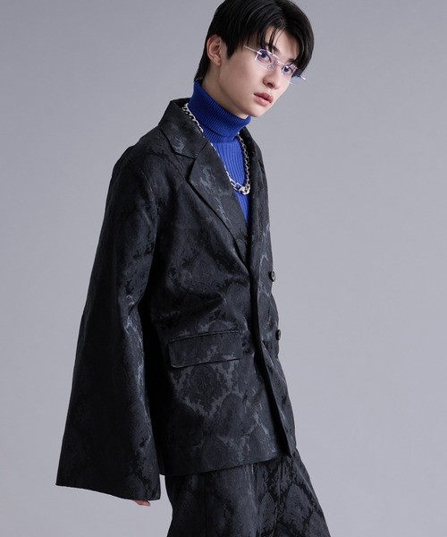 Ellno Loset（エルノロゼット）の「2wayアームスリットジャガードジャケット/SETUP対応（テーラードジャケット・メンズ・ネイビー/ブラック・X-SMALL/SMALL/MEDIUM/LARGE）」の6枚目の写真