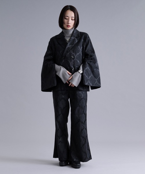 Ellno Loset（エルノロゼット）の「2wayアームスリットジャガードジャケット/SETUP対応（テーラードジャケット・メンズ・ネイビー/ブラック・X-SMALL/SMALL/MEDIUM/LARGE）」の19枚目の写真