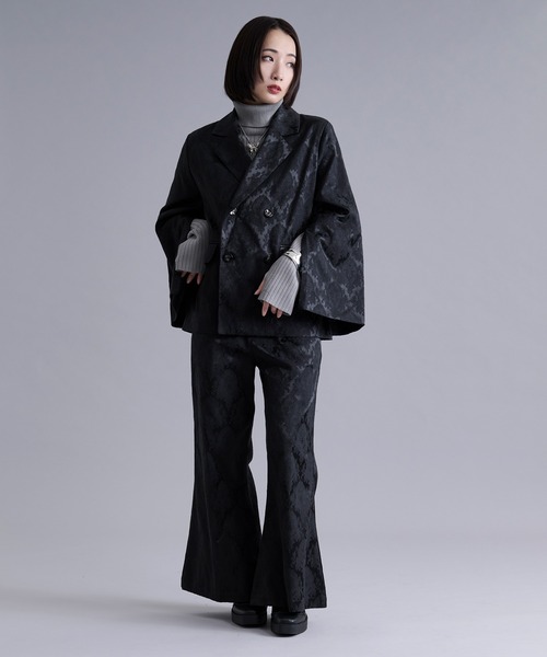 Ellno Loset（エルノロゼット）の「2wayアームスリットジャガードジャケット/SETUP対応（テーラードジャケット・メンズ・ネイビー/ブラック・X-SMALL/SMALL/MEDIUM/LARGE）」の20枚目の写真