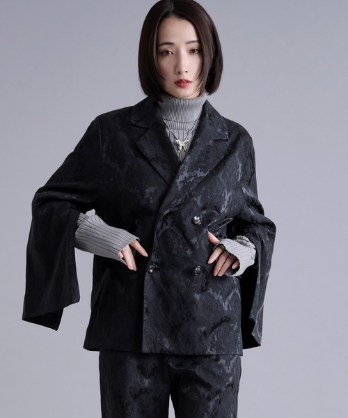 Ellno Loset（エルノロゼット）の「2wayアームスリットジャガードジャケット/SETUP対応（テーラードジャケット・メンズ・ネイビー/ブラック・X-SMALL/SMALL/MEDIUM/LARGE）」の13枚目の写真