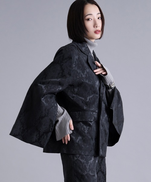 Ellno Loset（エルノロゼット）の「2wayアームスリットジャガードジャケット/SETUP対応（テーラードジャケット・メンズ・ネイビー/ブラック・X-SMALL/SMALL/MEDIUM/LARGE）」の14枚目の写真