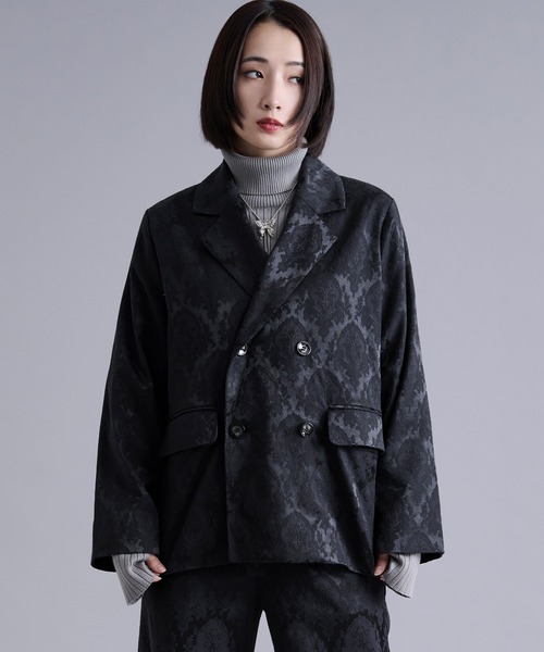 Ellno Loset（エルノロゼット）の「2wayアームスリットジャガードジャケット/SETUP対応（テーラードジャケット・メンズ・ネイビー/ブラック・X-SMALL/SMALL/MEDIUM/LARGE）」の16枚目の写真