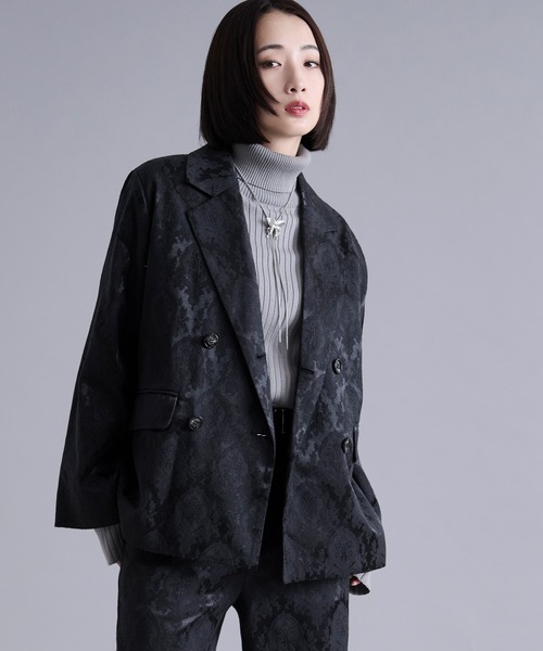 Ellno Loset（エルノロゼット）の「2wayアームスリットジャガードジャケット/SETUP対応（テーラードジャケット・メンズ・ネイビー/ブラック・X-SMALL/SMALL/MEDIUM/LARGE）」の18枚目の写真