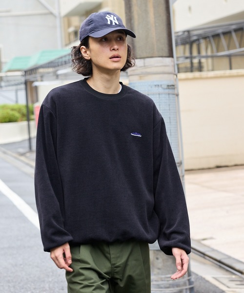 THOUSAND MILE（サウザンドマイル）の「THOUSAND MILE/サウザンドマイル KNIT FREECE  CREW NECK PULLOVER ニットフリース クルーネックプルオーバー（スウェット・メンズ・チャコール/サンドベージュ/ブラック・L/M/XS/XL）」の4枚目の写真