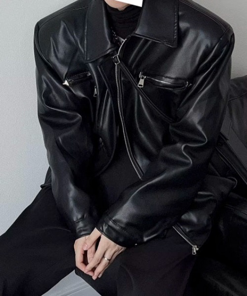 セール】【25年秋冬新作】PUビッグシルエットジップアップブルゾン