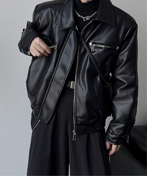 セール】【25年秋冬新作】PUビッグシルエットジップアップブルゾン