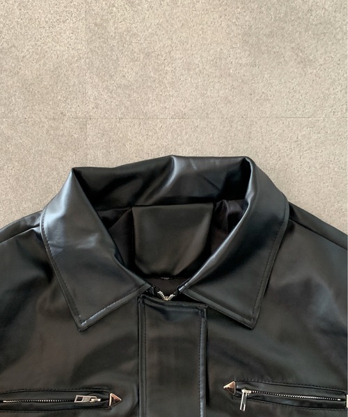 セール】【25年秋冬新作】PUビッグシルエットジップアップブルゾン