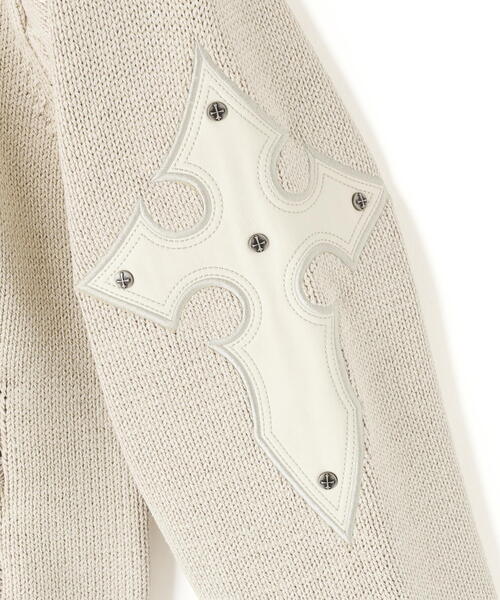 SUPPLIER/サプライヤー/DISTRESSED CROSS LEATHER PATCH KNIT
