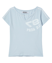 PRENDA（プレンダ）の「97PDC LOGO LACE NECK TEE SKY BLUE（Tシャツ/カットソー）」