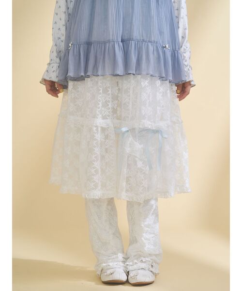merry jenny（メリージェニー）の「シアーレースフレアスカート（スカート・レディース・オフホワイト/ピンク/ライトブルー・FREE）」の2枚目の写真