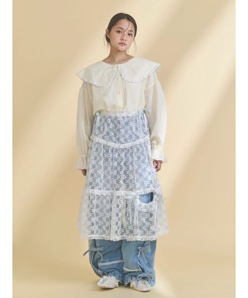 merry jenny（メリージェニー）の「シアーレースフレアスカート（スカート・レディース・オフホワイト/ピンク/ライトブルー・FREE）」の18枚目の写真