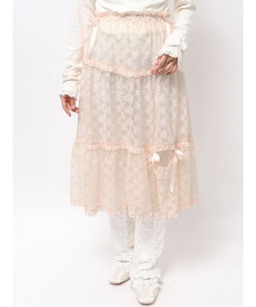 merry jenny（メリージェニー）の「シアーレースフレアスカート（スカート・レディース・オフホワイト/ピンク/ライトブルー・FREE）」の14枚目の写真