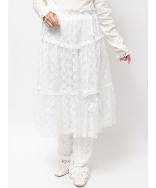 merry jenny（メリージェニー）の「シアーレースフレアスカート（スカート・レディース・オフホワイト/ピンク/ライトブルー・FREE）」の15枚目の写真