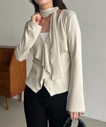 CAPRICIEUX LE'MAGE（カプリシューレマージュ）の「【保温性◎】タイ付ラッフルトップス（Tシャツ/カットソー）」