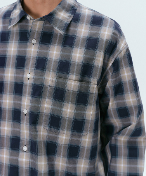 MUSINSA STANDARD（ムシンサスタンダード）の「リラックスドオンブレチェックシャツ[ネイビー/ベージュ]（シャツ/ブラウス・メンズ・その他・SMALL/MEDIUM/LARGE/X-LARGE/XX-LARGE）」の6枚目の写真