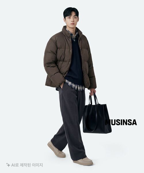 MUSINSA STANDARD（ムシンサスタンダード）の「リラックスドオンブレチェックシャツ[ネイビー/ベージュ]（シャツ/ブラウス・メンズ・その他・SMALL/MEDIUM/LARGE/X-LARGE/XX-LARGE）」の4枚目の写真