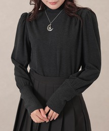 ハイネック ギャザー ロング カフス トップス