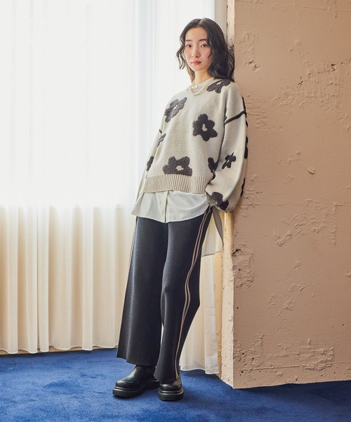 niko and...(ニコアンド)の「フラワージャガードニットプルオーバー(ニット/セーター・レディース・ブラック/ブラウン/アイボリー・MEDIUM/LARGE)」の11枚目の写真