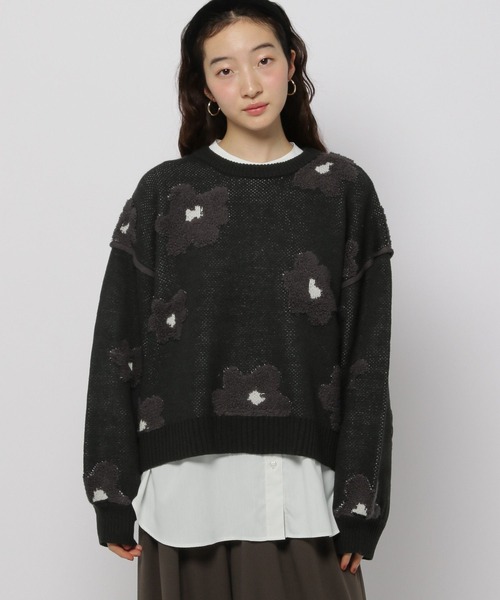 フラワージャガードニットプルオーバー（ニット/セーター）｜niko and