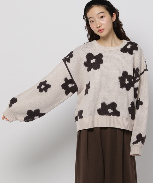フラワージャガードニットプルオーバー（ニット/セーター）｜niko and