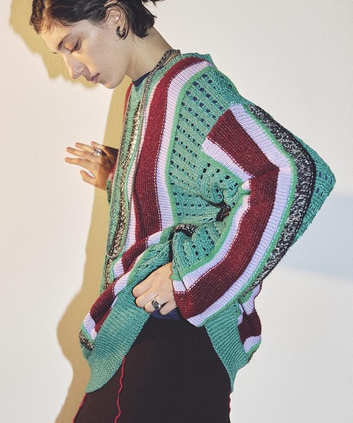 ROSE BUD(ローズバッド)の「(GENE HEAVENS)MULTI COLOR KNIT(ニット/セーター・レディース・ブラウン/グリーン・ONE SIZE)」の2枚目の写真