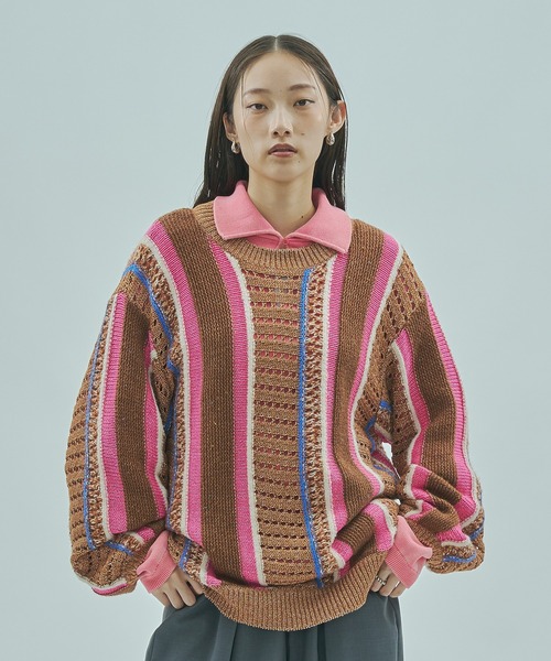 ROSE BUD(ローズバッド)の「(GENE HEAVENS)MULTI COLOR KNIT(ニット/セーター・レディース・ブラウン/グリーン・ONE SIZE)」の3枚目の写真