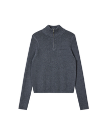 SLIM FIT HALF ZIP-UP KNIT - GREY