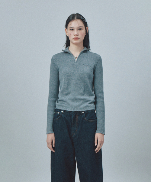 Rest&Recreation(レストアンドレクリエーション)の「SLIM FIT HALF ZIP-UP KNIT - GREY(ニット/セーター・レディース・その他・ONE)」の4枚目の写真