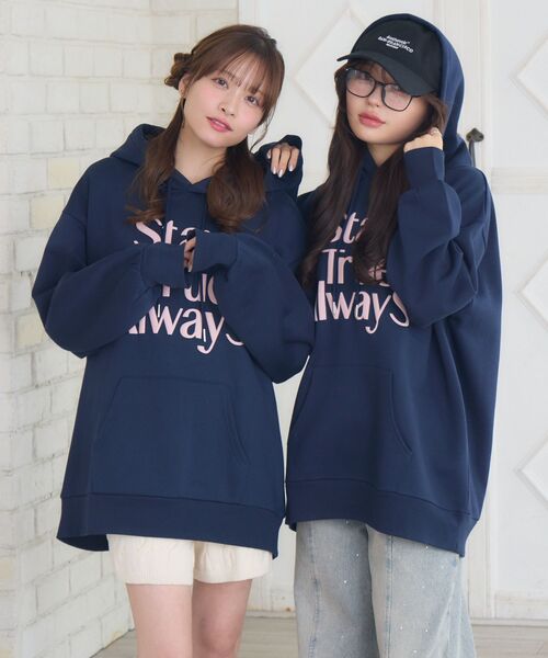 ems excite（エムズエキサイト）の「ロゴBIGパーカー（パーカー・レディース・ダークグレー/ダークブルー/ナチュラル・FREE）」の5枚目の写真