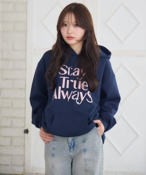 ems excite（エムズエキサイト）の「ロゴBIGパーカー（パーカー・レディース・ダークグレー/ダークブルー/ナチュラル・FREE）」の12枚目の写真