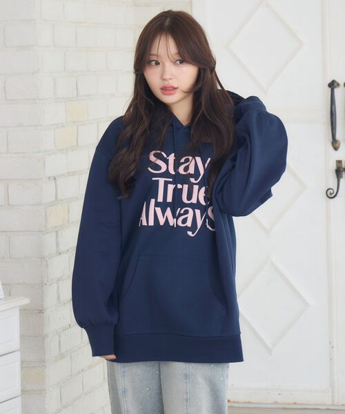 ems excite（エムズエキサイト）の「ロゴBIGパーカー（パーカー・レディース・ダークグレー/ダークブルー/ナチュラル・FREE）」の13枚目の写真