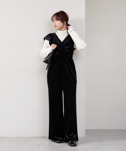 mystic(ミスティック)の「ベロアフリルオールインワン(サロペット/オーバーオール・レディース・ブラック/ブラウン・FREE)」の8枚目の写真