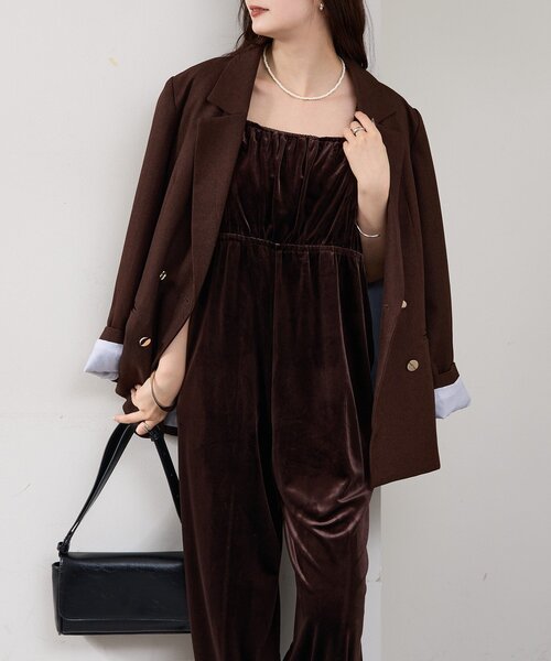 mystic(ミスティック)の「ベロアフリルオールインワン(サロペット/オーバーオール・レディース・ブラック/ブラウン・FREE)」の16枚目の写真