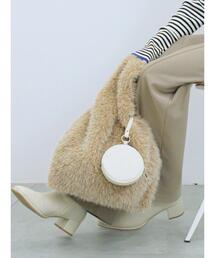 Samansa Mos2 blue | フェイクファーマルシェバッグ(ハンドバッグ)