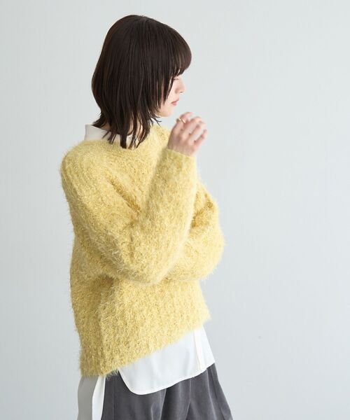 YECCA VECCA（イェッカヴェッカ）の「フェザーモールニット（ニット/セーター・レディース・ブルー/アイボリー/イエロー・FREE）」の5枚目の写真