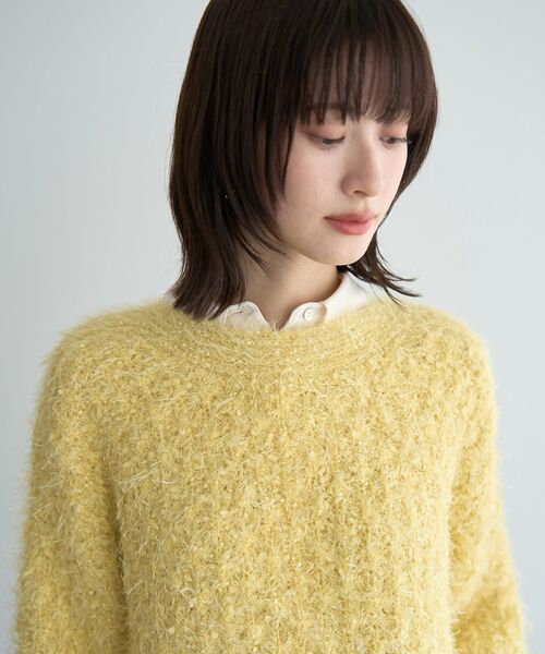 YECCA VECCA（イェッカヴェッカ）の「フェザーモールニット（ニット/セーター・レディース・ブルー/アイボリー/イエロー・FREE）」の9枚目の写真