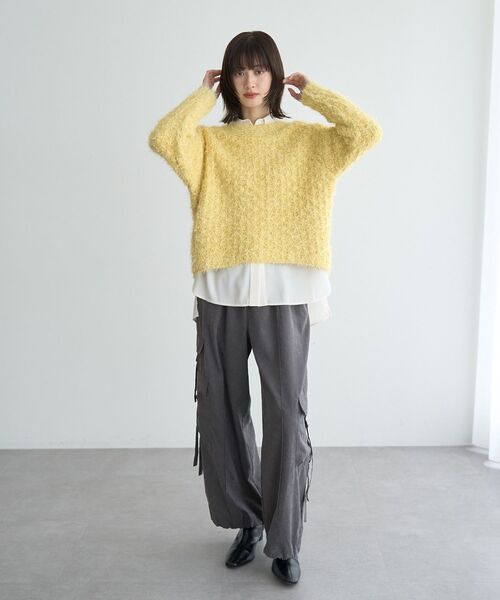 YECCA VECCA（イェッカヴェッカ）の「フェザーモールニット（ニット/セーター・レディース・ブルー/アイボリー/イエロー・FREE）」の12枚目の写真