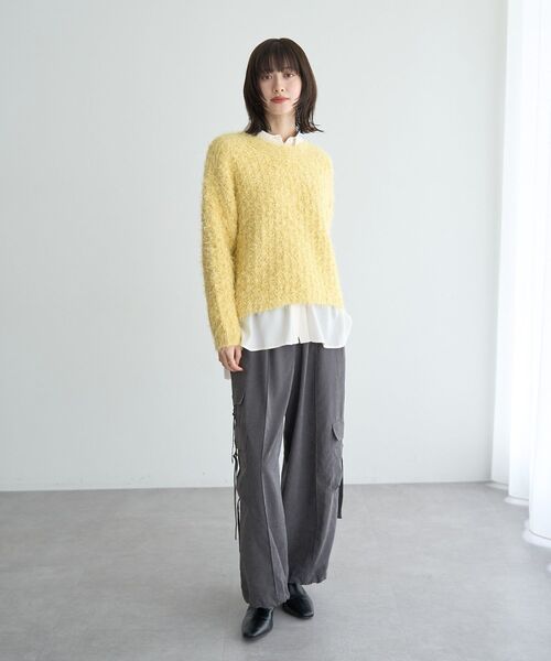 YECCA VECCA（イェッカヴェッカ）の「フェザーモールニット（ニット/セーター・レディース・ブルー/アイボリー/イエロー・FREE）」の13枚目の写真