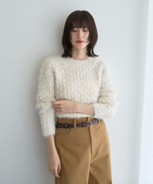 YECCA VECCA（イェッカヴェッカ）の「フェザーモールニット（ニット/セーター・レディース・ブルー/アイボリー/イエロー・FREE）」の17枚目の写真