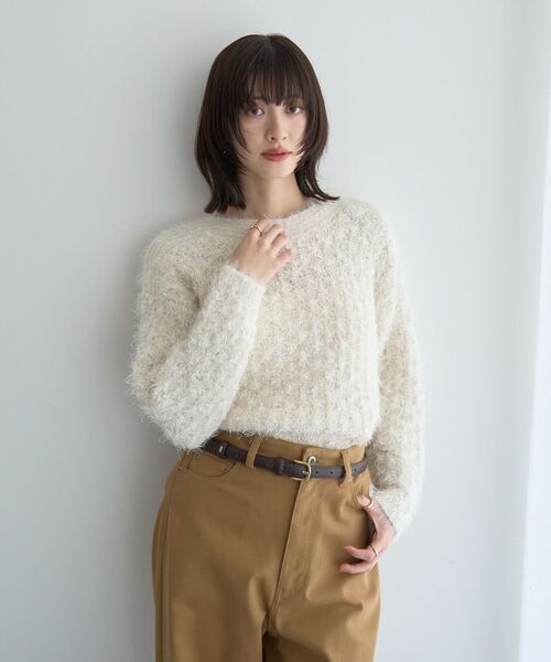 YECCA VECCA（イェッカヴェッカ）の「フェザーモールニット（ニット/セーター・レディース・ブルー/アイボリー/イエロー・FREE）」の18枚目の写真