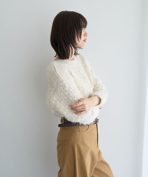 YECCA VECCA（イェッカヴェッカ）の「フェザーモールニット（ニット/セーター・レディース・ブルー/アイボリー/イエロー・FREE）」の19枚目の写真