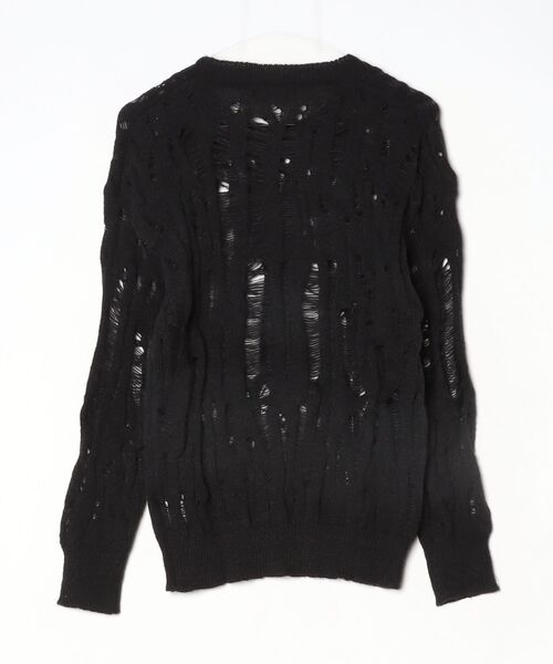 NOVESSEL（ノベセル）の「『NOVESSEL/ノベセル』ダメージニット【Y】【CN】（ニット/セーター・レディース・ホワイト/ブラック・FREE）」の3枚目の写真