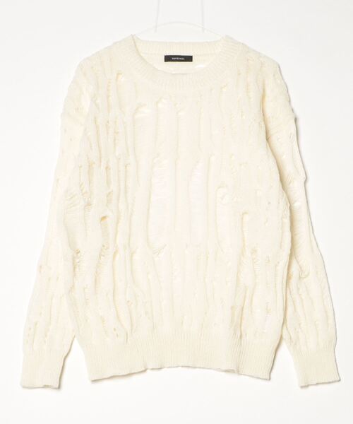 NOVESSEL（ノベセル）の「『NOVESSEL/ノベセル』ダメージニット【Y】【CN】（ニット/セーター・レディース・ホワイト/ブラック・FREE）」の4枚目の写真