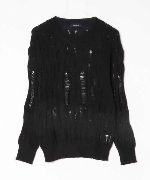 NOVESSEL（ノベセル）の「『NOVESSEL/ノベセル』ダメージニット【Y】【CN】（ニット/セーター・レディース・ホワイト/ブラック・FREE）」の5枚目の写真
