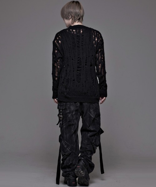 NOVESSEL（ノベセル）の「『NOVESSEL/ノベセル』ダメージニット【Y】【CN】（ニット/セーター・レディース・ホワイト/ブラック・FREE）」の9枚目の写真