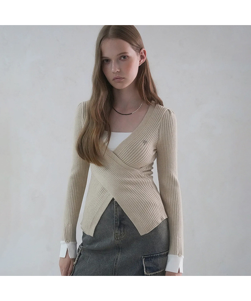 Vivacious(ビバシャス)の「Liana Warp Puff Knit - 6COL(ニット/セーター・レディース・グレー/ベージュ/ブラック/ピンク/ブルー/アイボリー・FREE)」の4枚目の写真