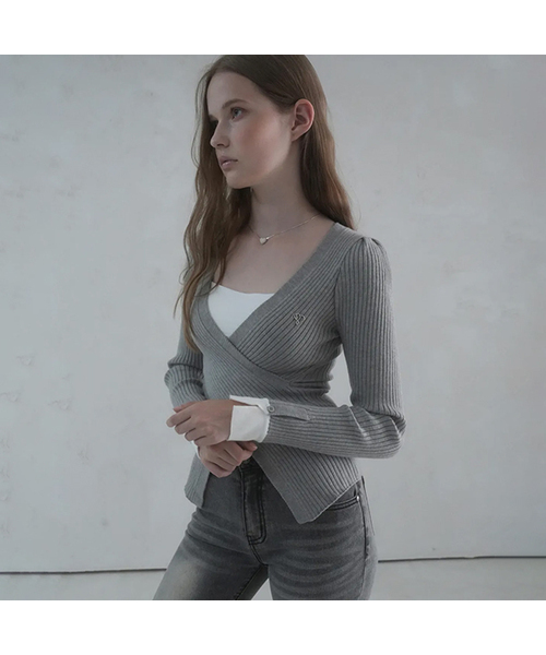 Vivacious(ビバシャス)の「Liana Warp Puff Knit - 6COL(ニット/セーター・レディース・グレー/ベージュ/ブラック/ピンク/ブルー/アイボリー・FREE)」の3枚目の写真