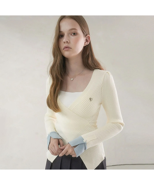 Vivacious(ビバシャス)の「Liana Warp Puff Knit - 6COL(ニット/セーター・レディース・グレー/ベージュ/ブラック/ピンク/ブルー/アイボリー・FREE)」の1枚目の写真