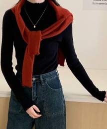 【大人の華やぎニット】長袖ハイネックメロウフリルニットトップス レディース